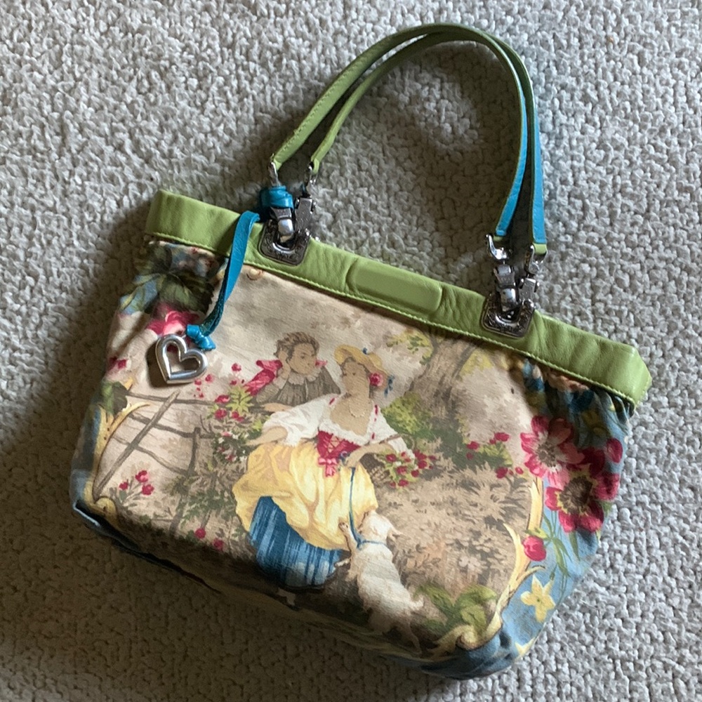 Brighton Green Romantic Leather Bag — Reversible — Beautiful Floral Garden